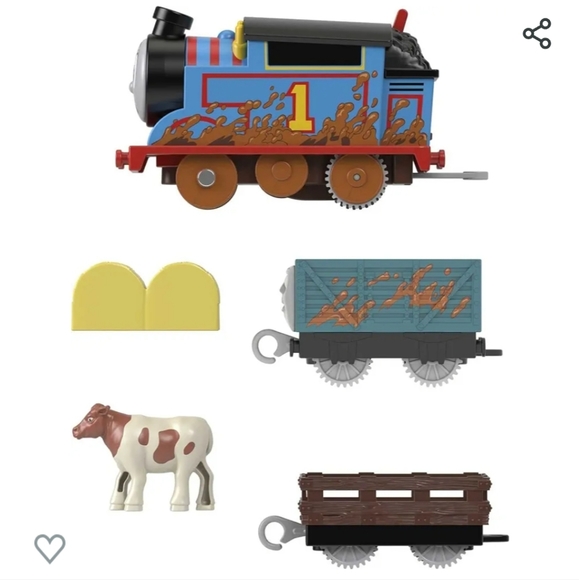 Thomas & Friends Motorized Toy Train Muddy Farm Thomas Engine with Cargo & Cow - Picture 8 of 10